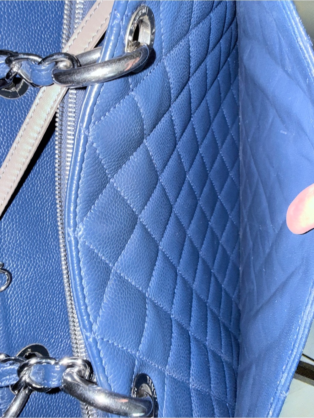 CHANEL CC caviar XL GST Grand shopping tote navy leather tote bag - Picture 15 of 15